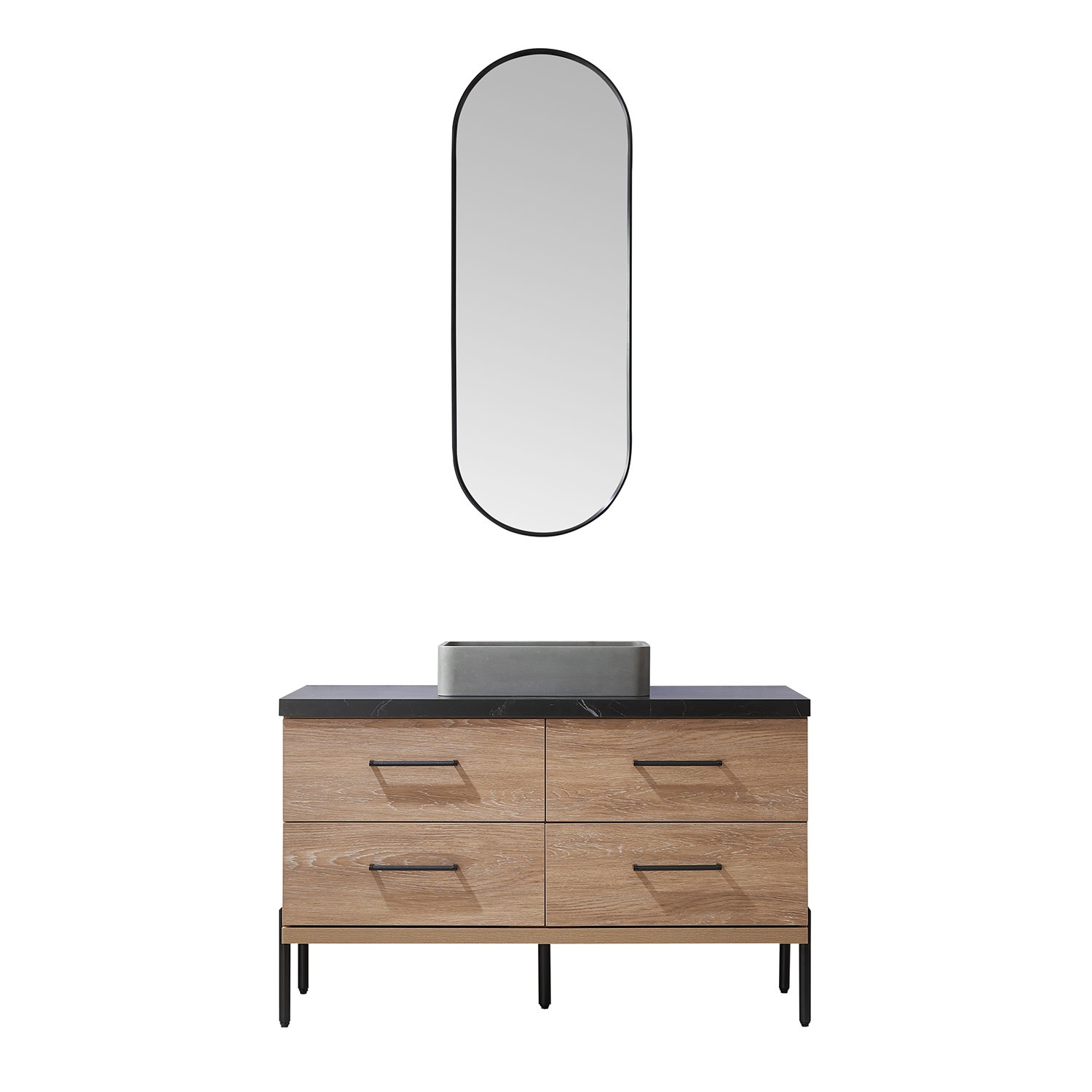 Miseno MV-705148S Trento 48″ – North American Oak / Black