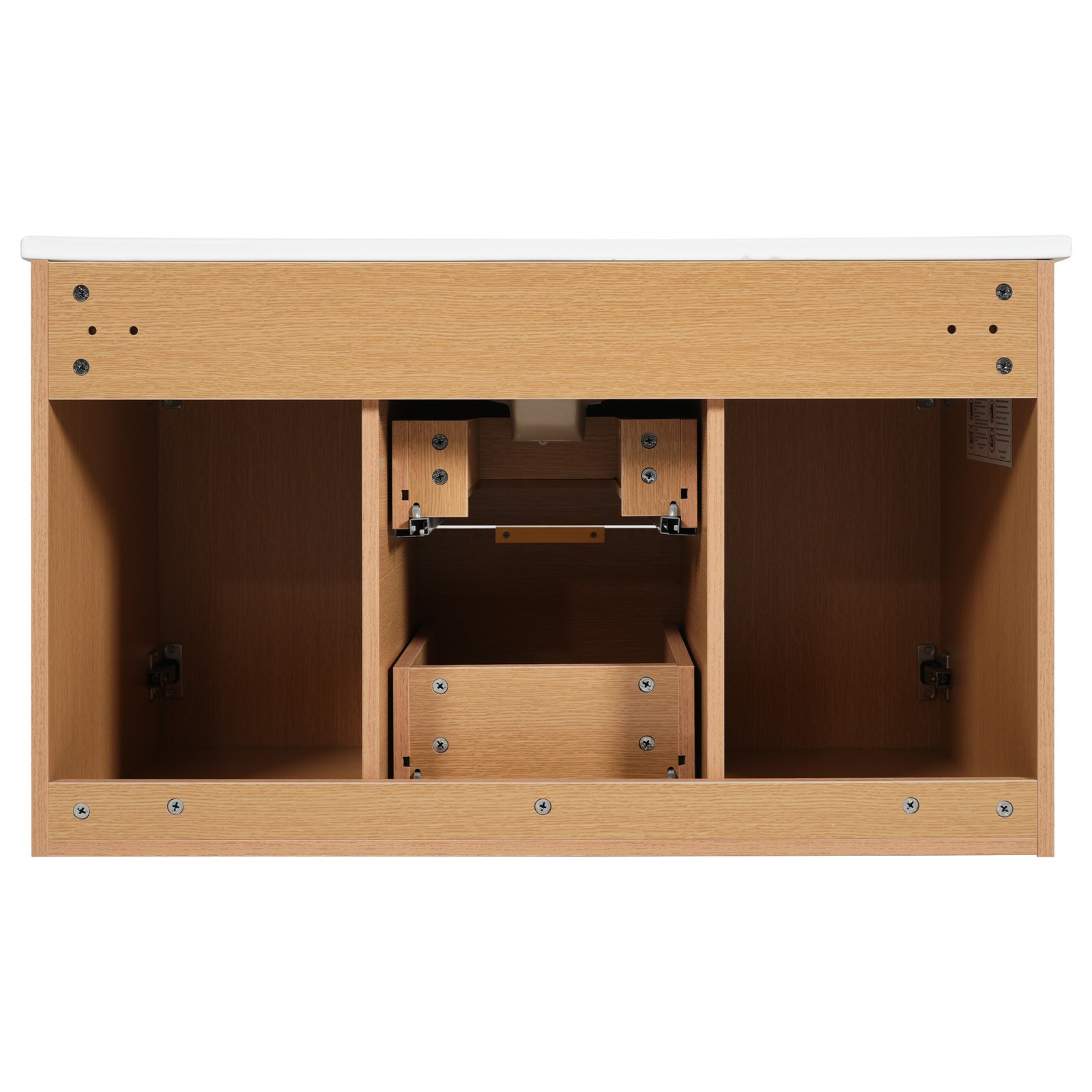 36 Inch Single Sink Bathroom Vanity with Ceramic Top, MDF Cabinet