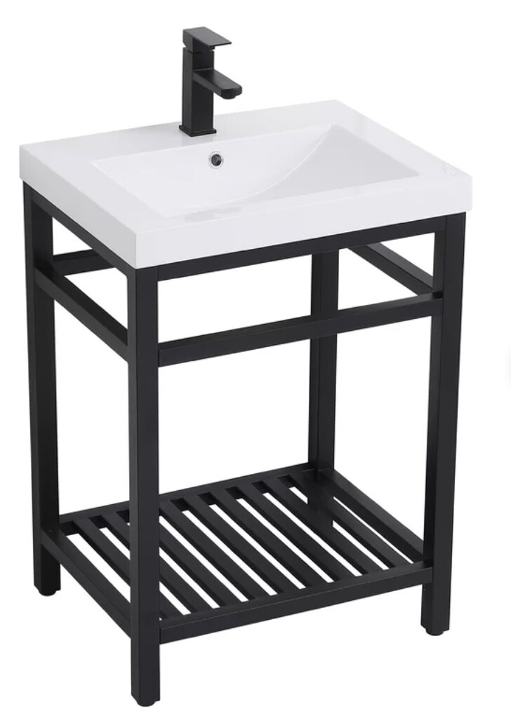 Modern Metal Bathroom Vanity with Sink 24″