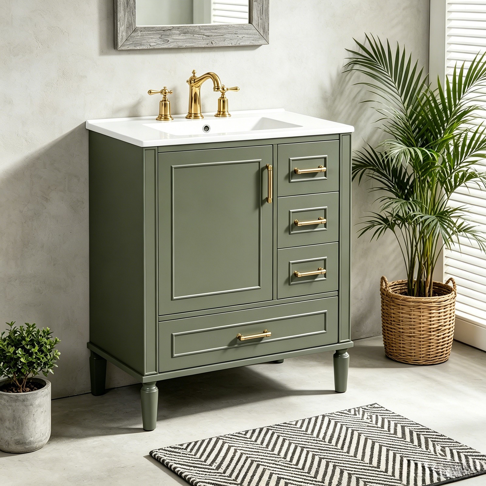 Bathroom Cabinet with Sink 30″ Freestanding Storage Vanity Cabinet for Bathroom