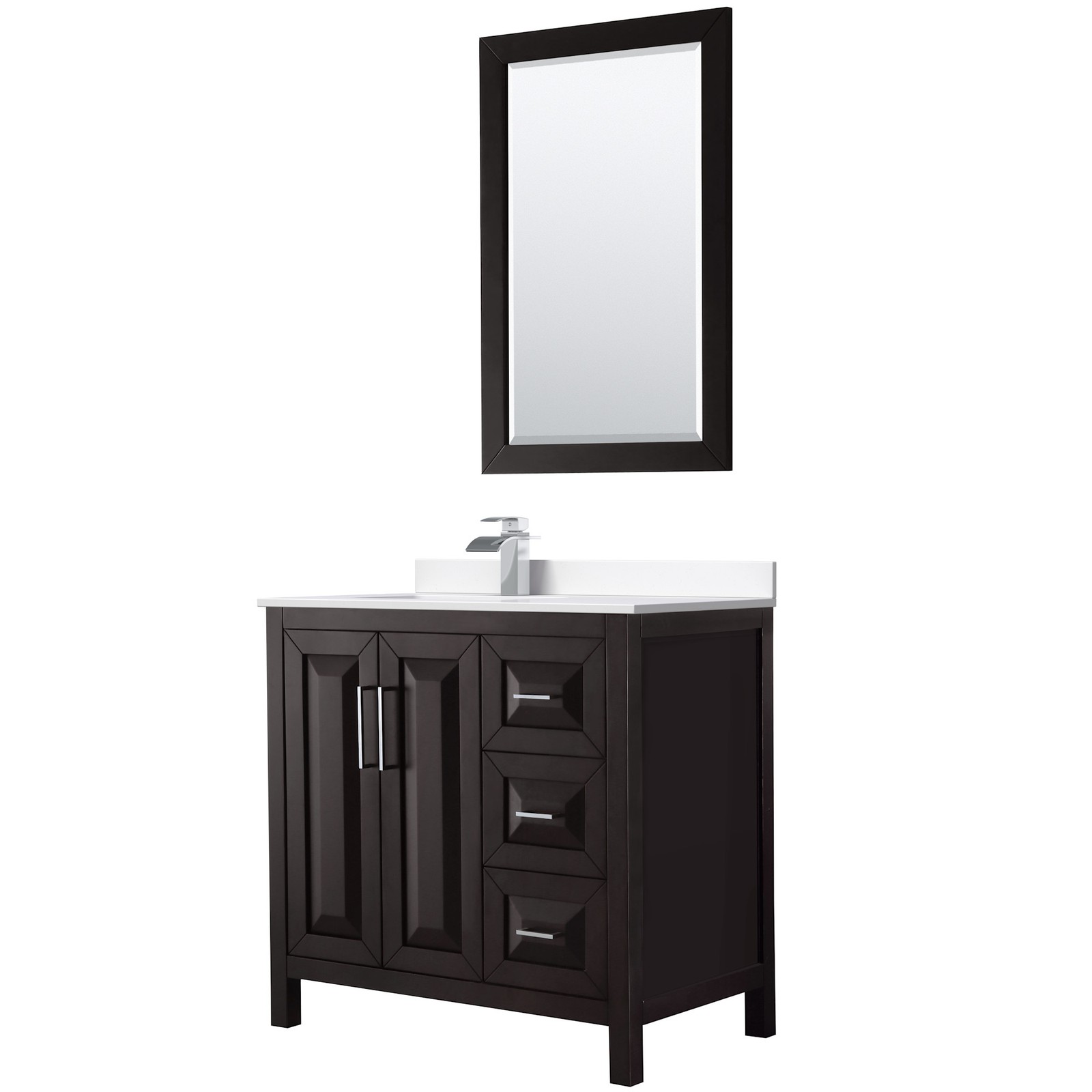 Wyndham Collection WCV252536S-Left-VCA-M24 Daria 36″ – Dark Espresso / White