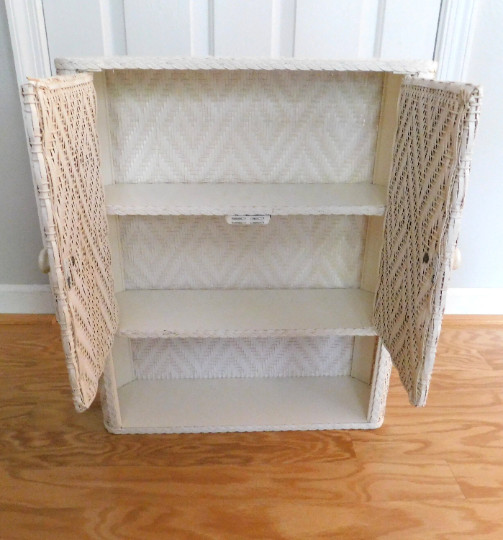 Wicker Vanity Cabinet,Bath DecorWall or Counter Mount,Great Vintage Condition
