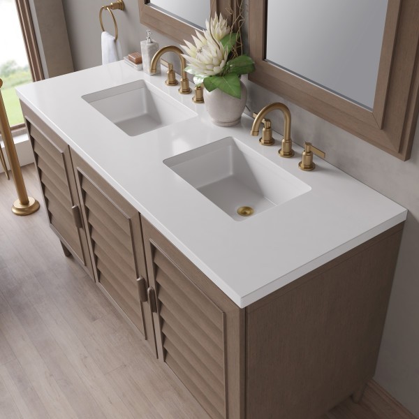60″ James Martin Portland 620-V60D-WW-3WZ Double Vanity Cabinet White Zeus Top
