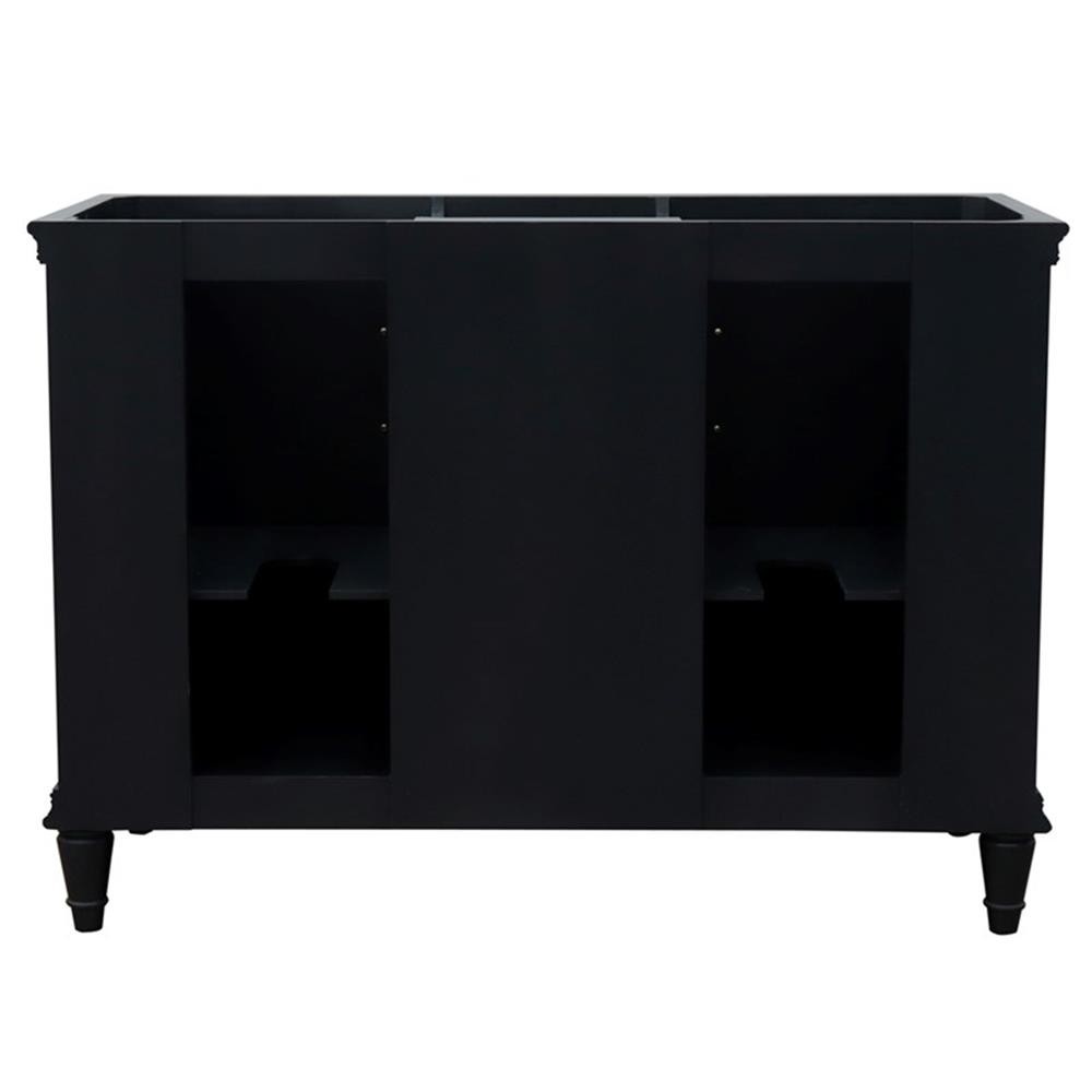 49 in. Double Wooden Vanity Dark Gray with Black Galaxy Oval Sink
