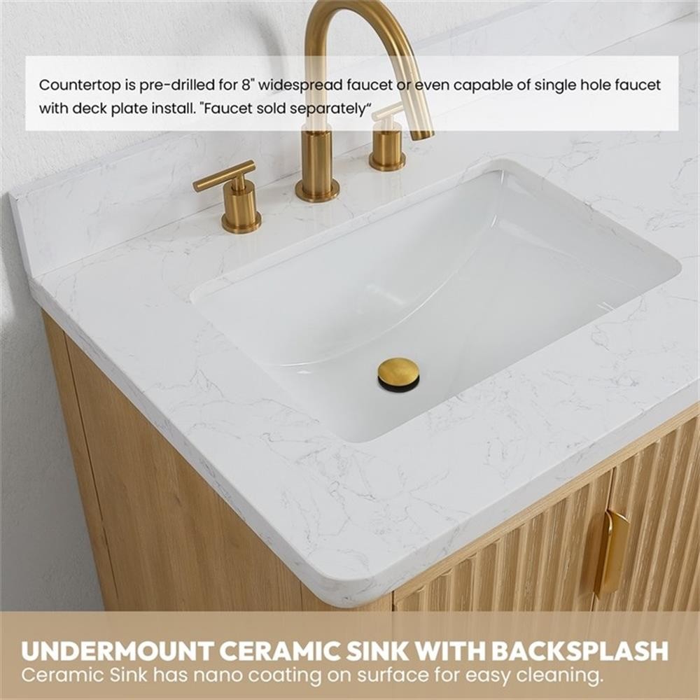 Cadiz 84″ Double Bathroom Vanity in Washed Ash Grey w/Lightning White top&Mirror
