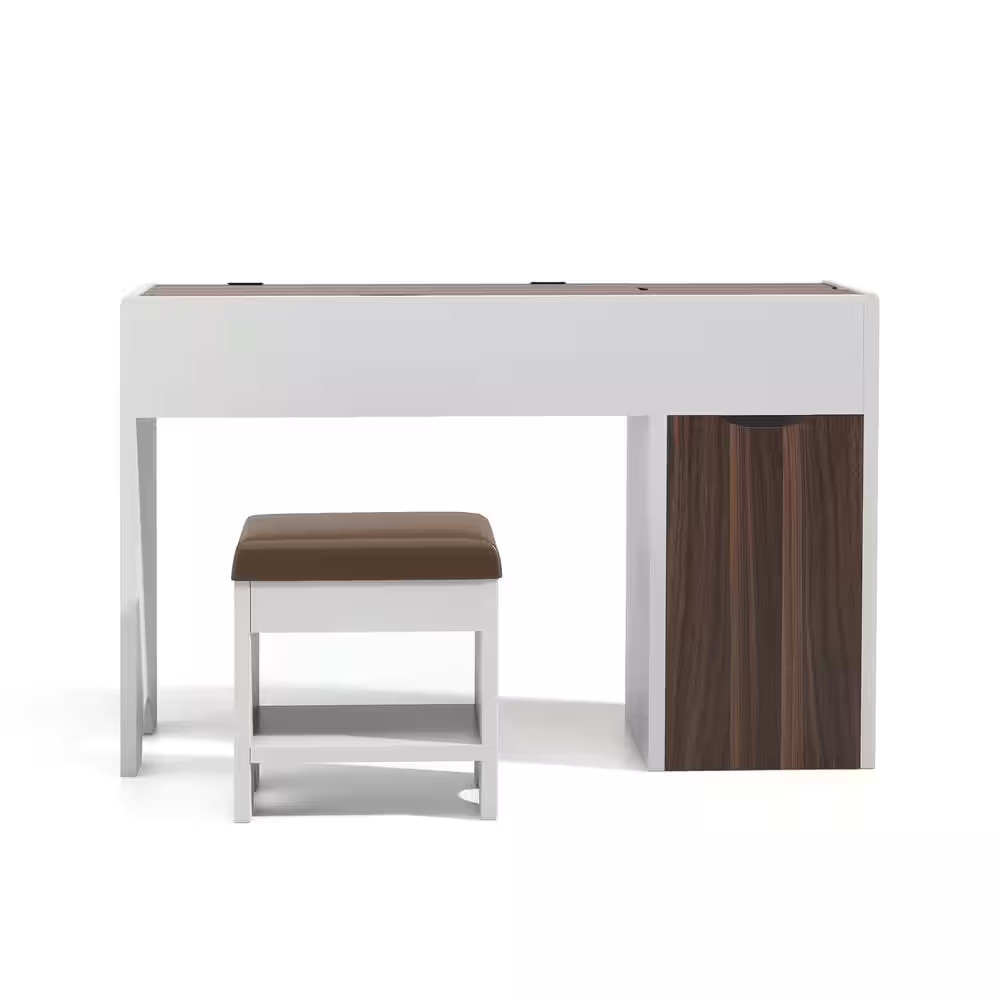 Flann 2-Piece White and Walnut Vanity Set (29.92 In. H X 47 In. W X 16 In. D)