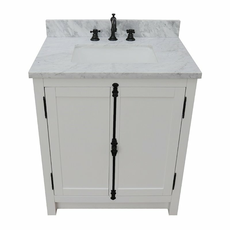Plantation Solid Wood Rectangle Sink Vanity in Glacier Ash/White Carrara
