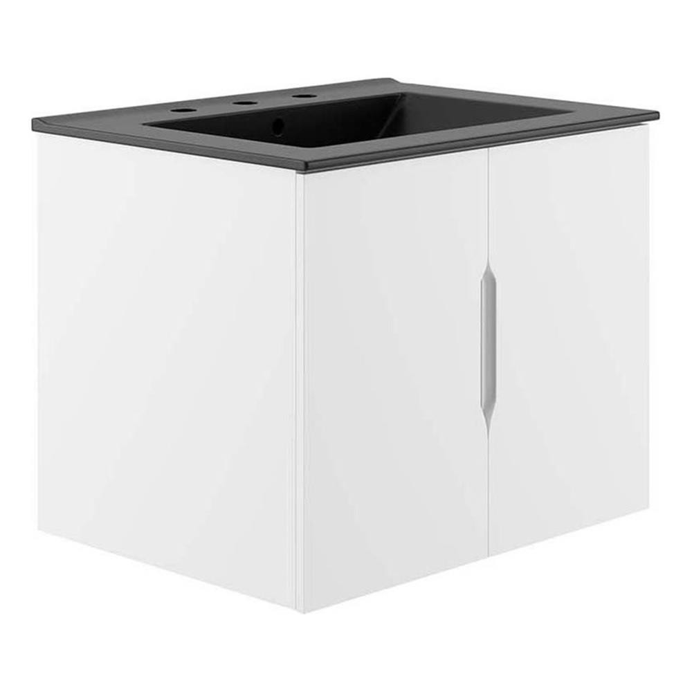 Modway Vitality 23″ Modern Wood/Ceramic Bathroom Vanity in White/Black