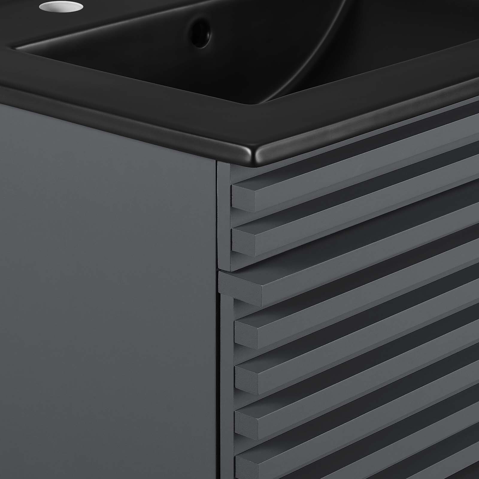 Modway Render 24″ Wall-Mount Bathroom Vanity in Gray Black