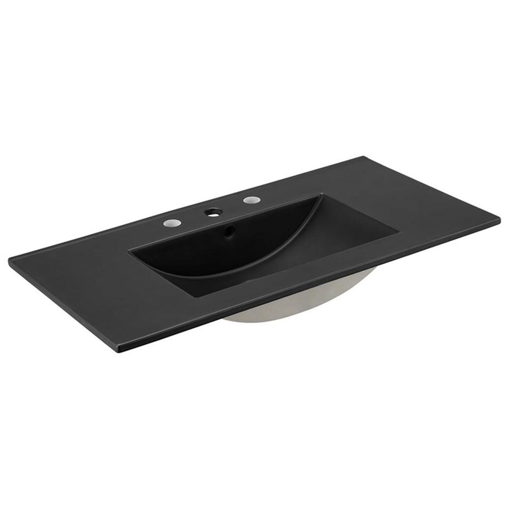 Modway Elysian 36″ Modern Wood Bathroom Vanity in Black and Brown