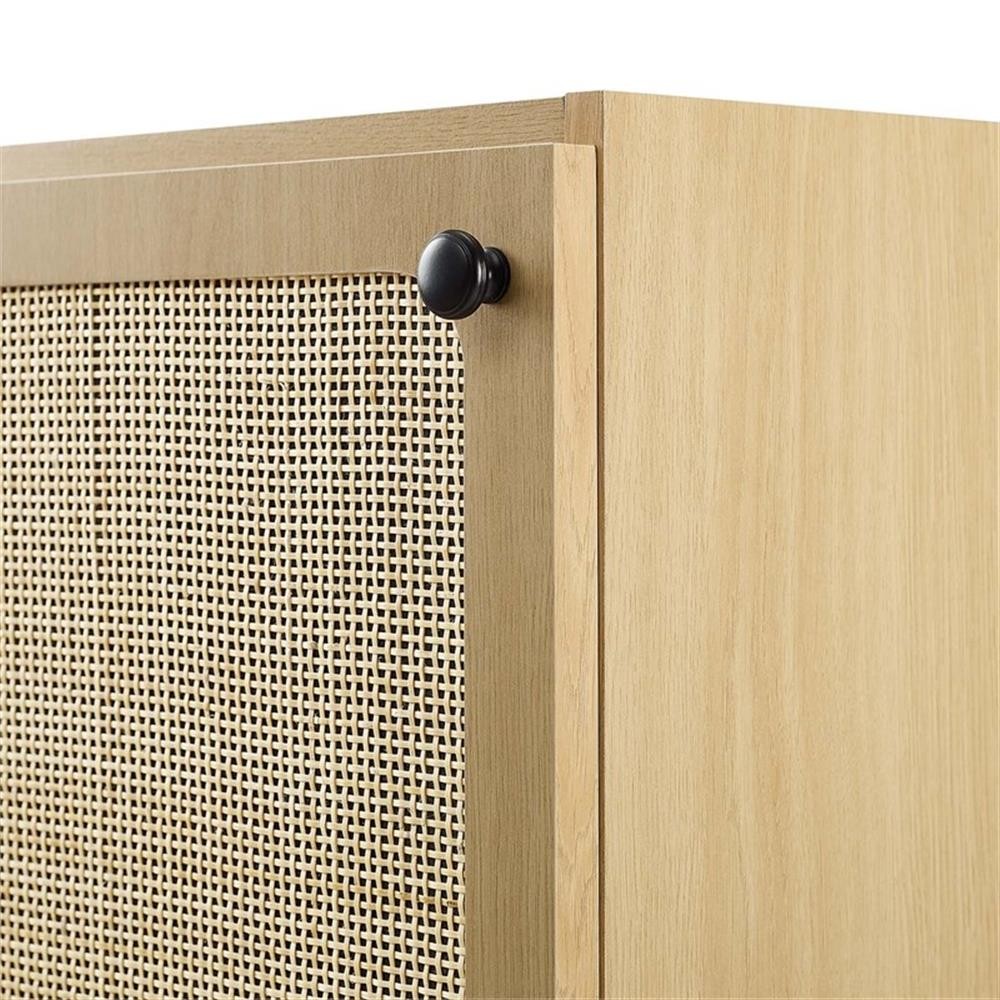 Pemberly Row 18″ Wood & Rattan Bathroom Vanity Cabinet in Oak