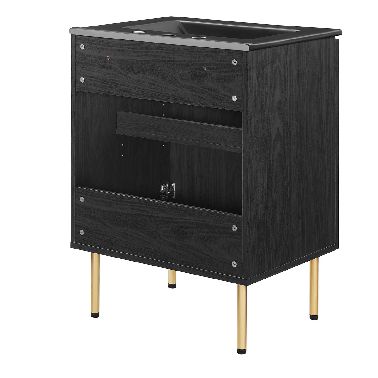 Modway Chaucer 24” Bathroom Vanity in Black Black With Ceramic Sink Basin