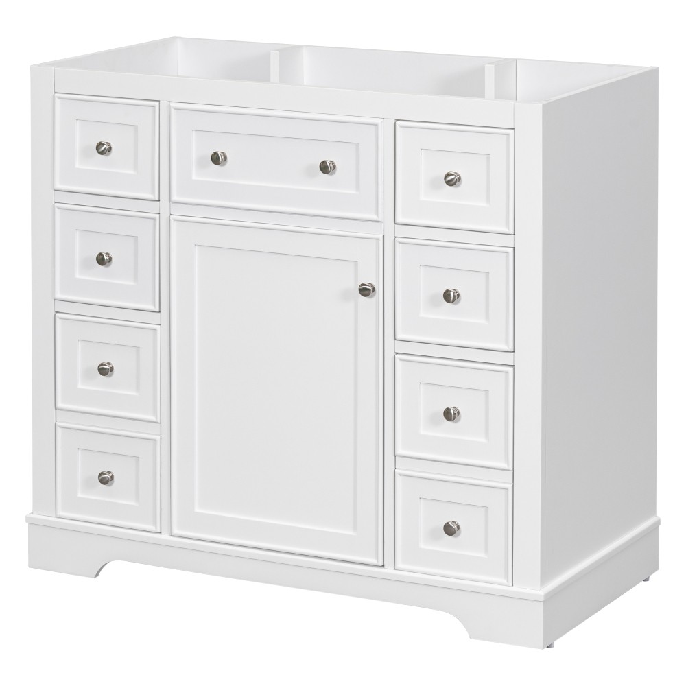 36″ Bathroom Vanity without Sink, Cabinet Base Only, One Cabinet and Six Drawers