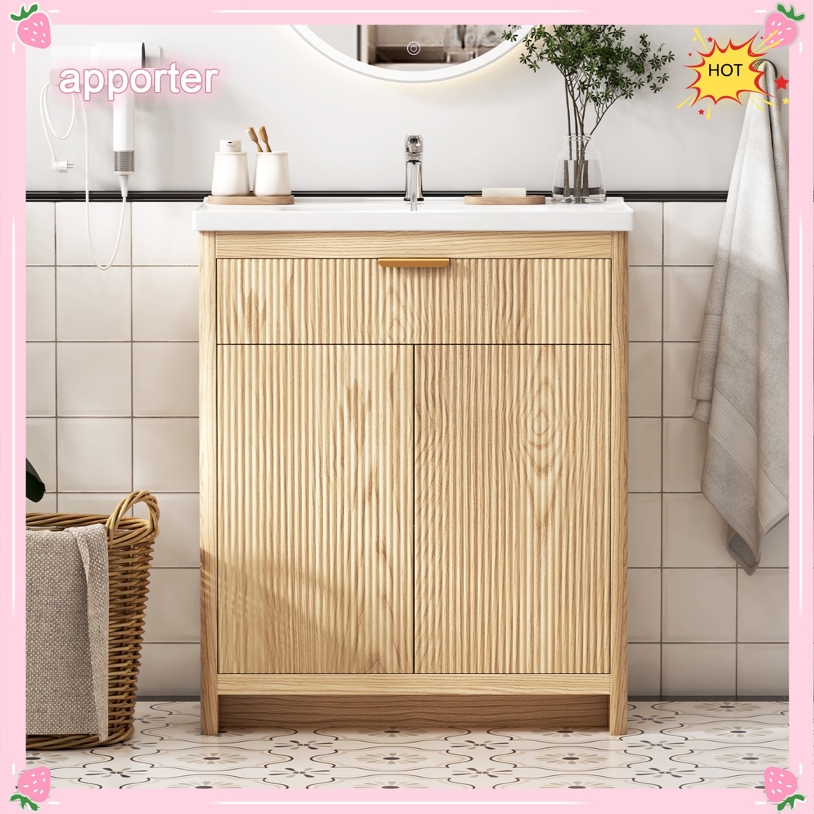 31.5″ Bathroom Vanity with Sink, Freestanding Particle Board Storage Cabinet, US
