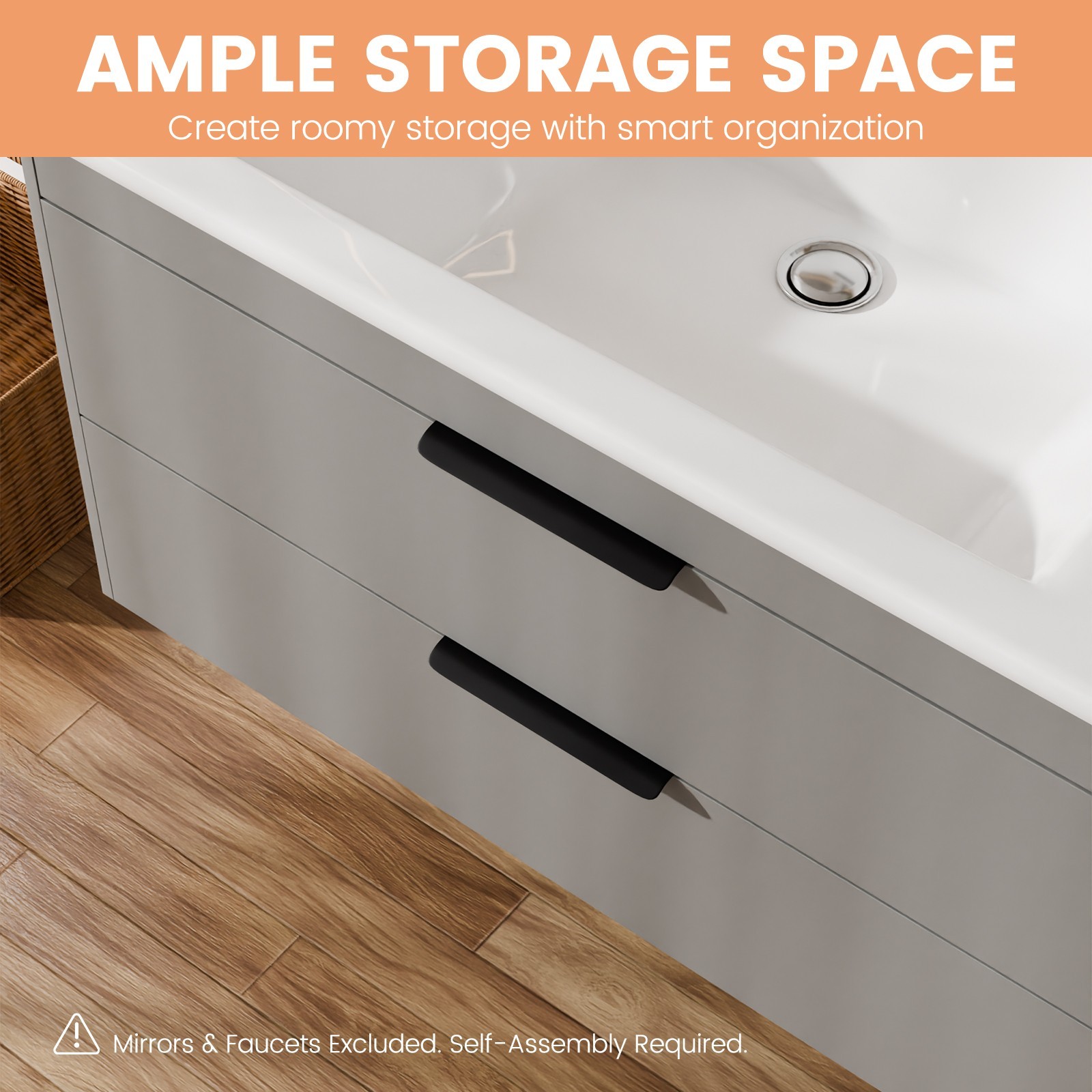 36 Inch Bathroom Vanity with Sink, Floating Bathroom Vanities with Sink