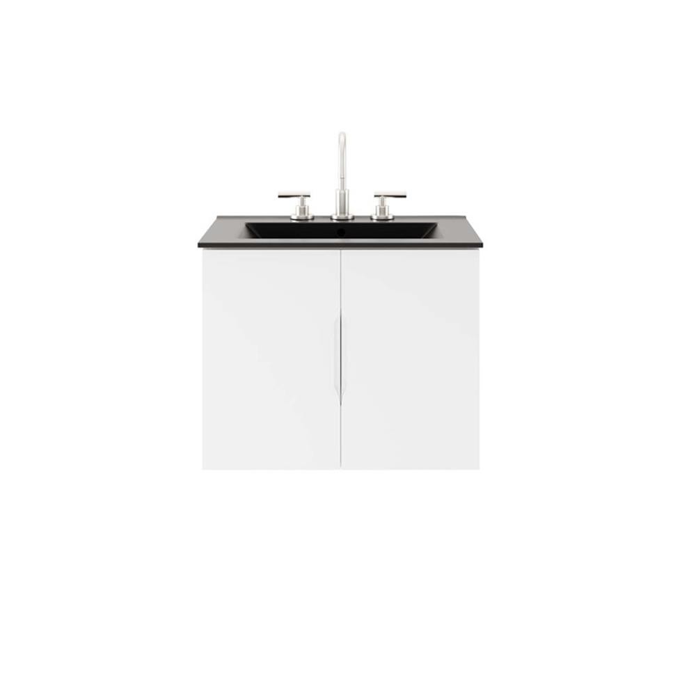Modway Vitality 23″ Modern Wood/Ceramic Bathroom Vanity in White/Black