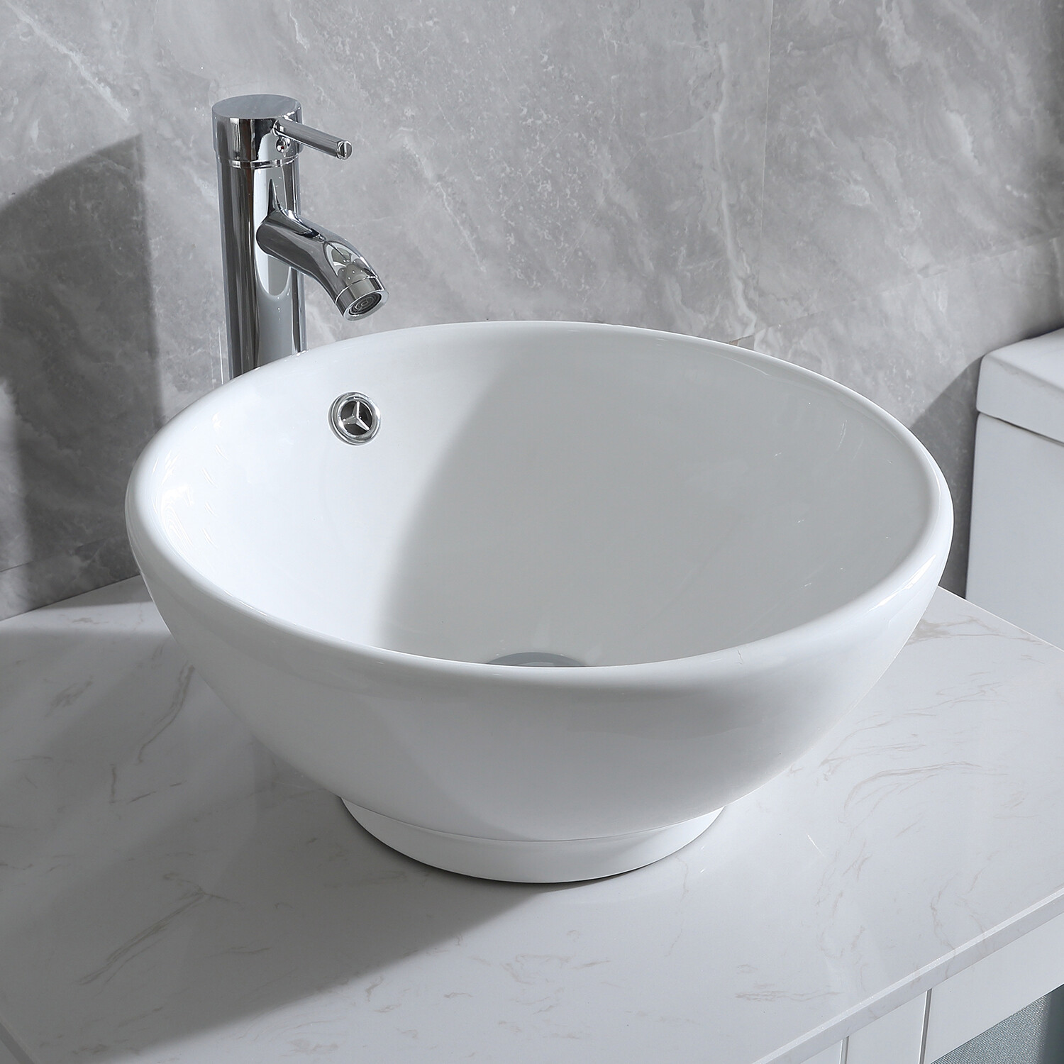 24″ Bathroom Vanity Single Basin Ceramic Sink Set with Faucet Mirror Combo white