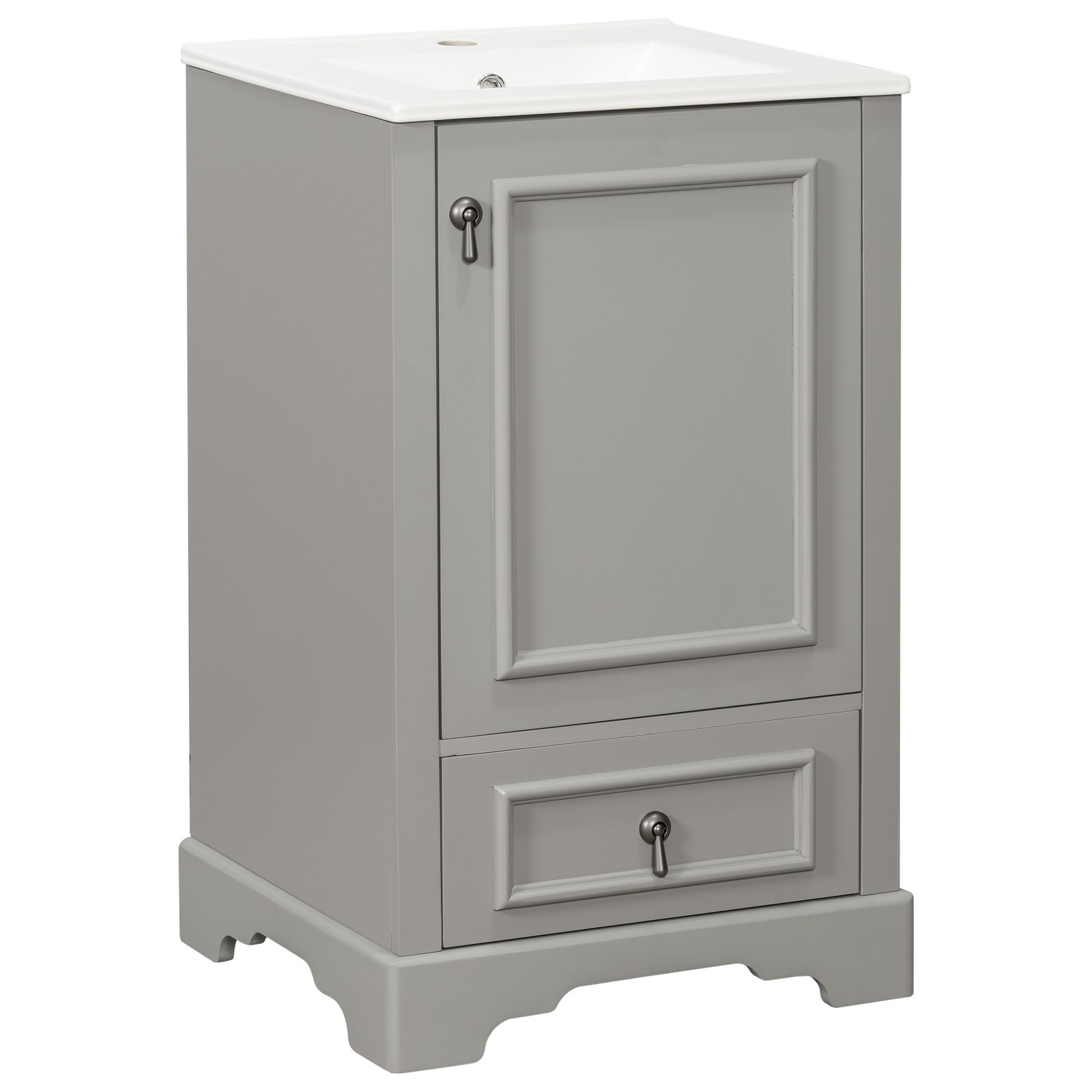 20″ Bathroom Vanity with Ceramic Sink Modern Storage Cabinet w/Soft Close Door