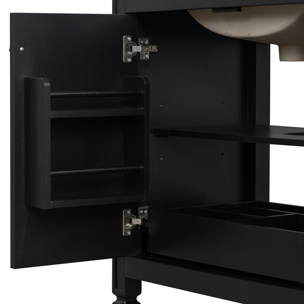 30″ Bathroom Vanity with Sink, Two Doors with Shelf, Soft Close Door Hinges