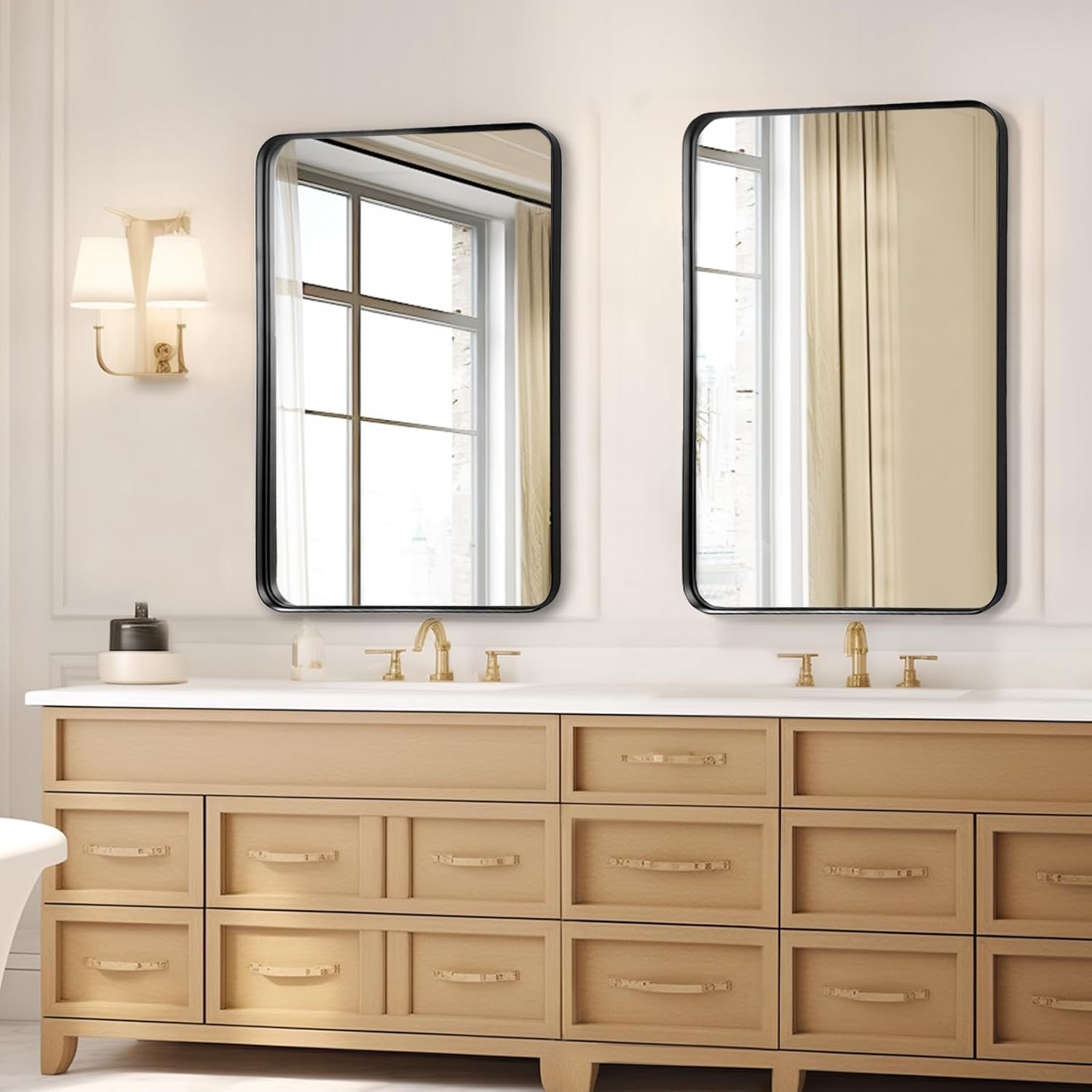 Bathroom Mirror Over Sink 24×36 Black – Framed Matte Bathroom Vanity Mirror, …