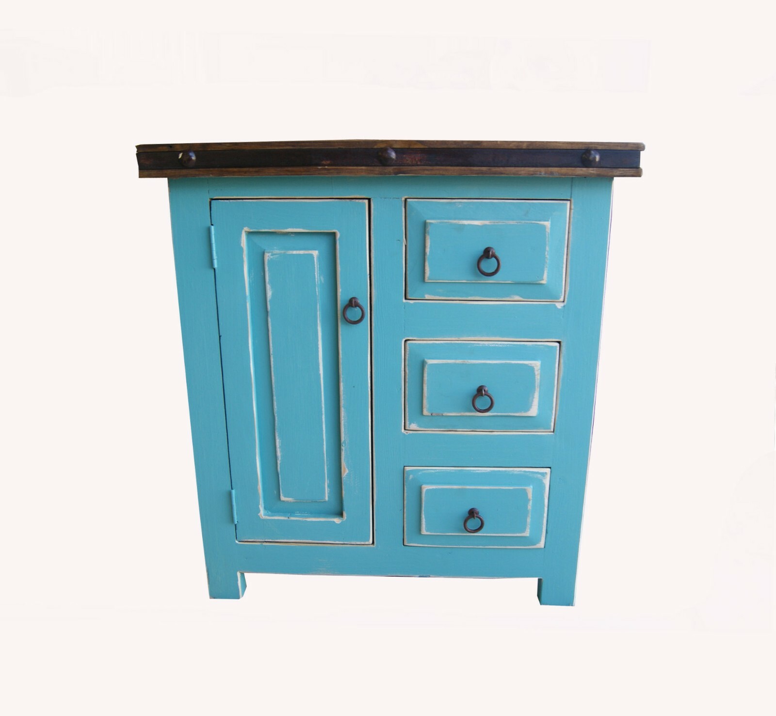 Galveston Rustic Reclaimed Wood Turquoise Bathroom Vanity / furniture