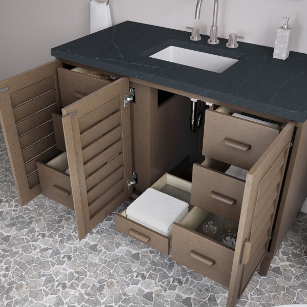 48″ James Martin Portland 620-V48-WW-3CSP Vanity Cabinet Charcoal Soapstone Top