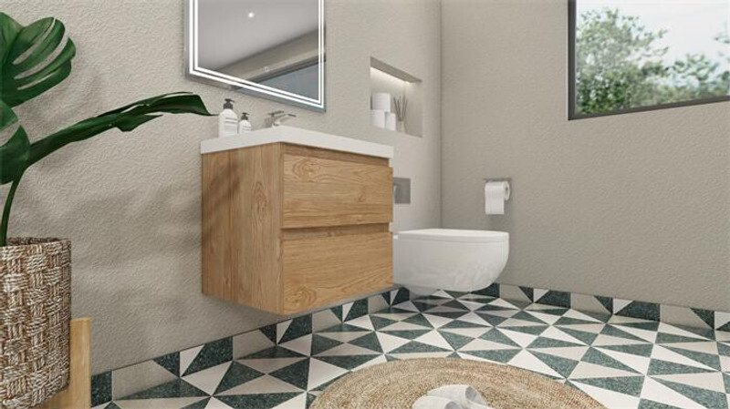 BOHEMIA LINA 24″ WALL MOUNTED BATH VANITY WITH REINFORCED ACRYLIC SINK MOB24