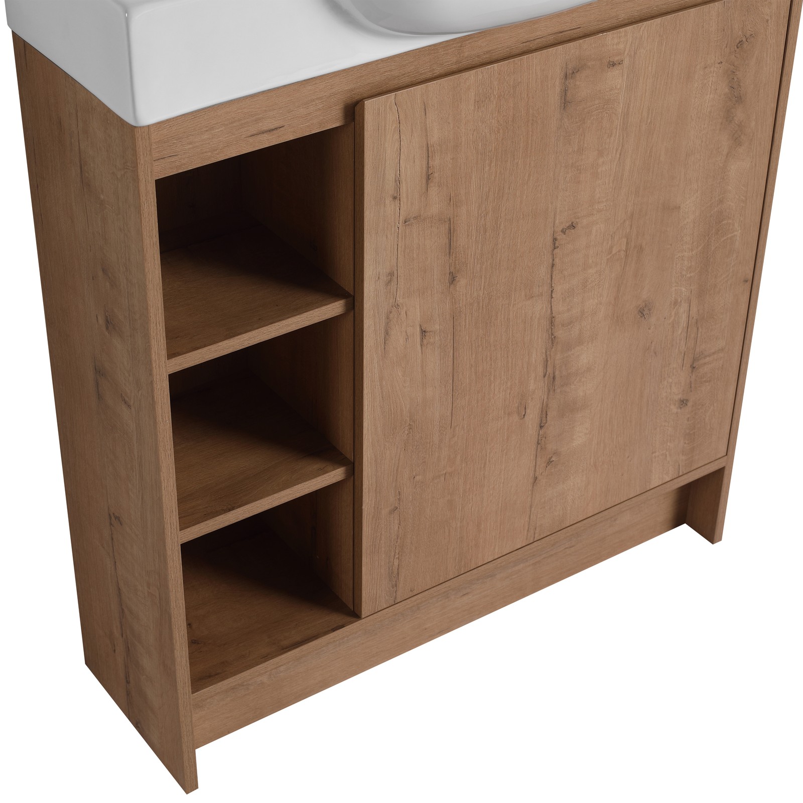 30inch Plywood Freestanding Bathroom Vanity Cabinet With Ceramic Sink Basin Oak