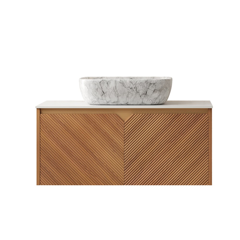 36″ Wall Mounted Bathroom Vanity w/Sink, Floating Bath Vanity Cabinet, 2 Doors