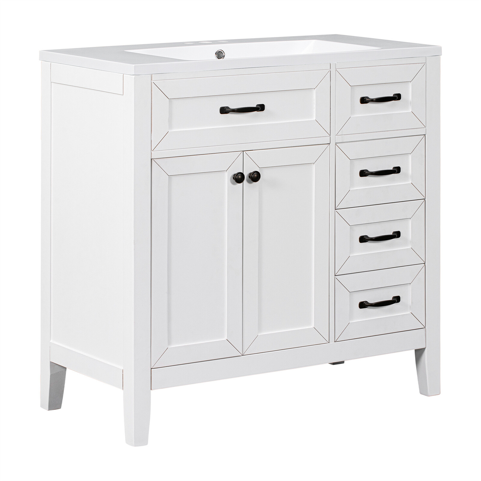 36″ Bathroom Vanity with Sink Combo Solid Wood Bathroom Cabinet Set with Drawers