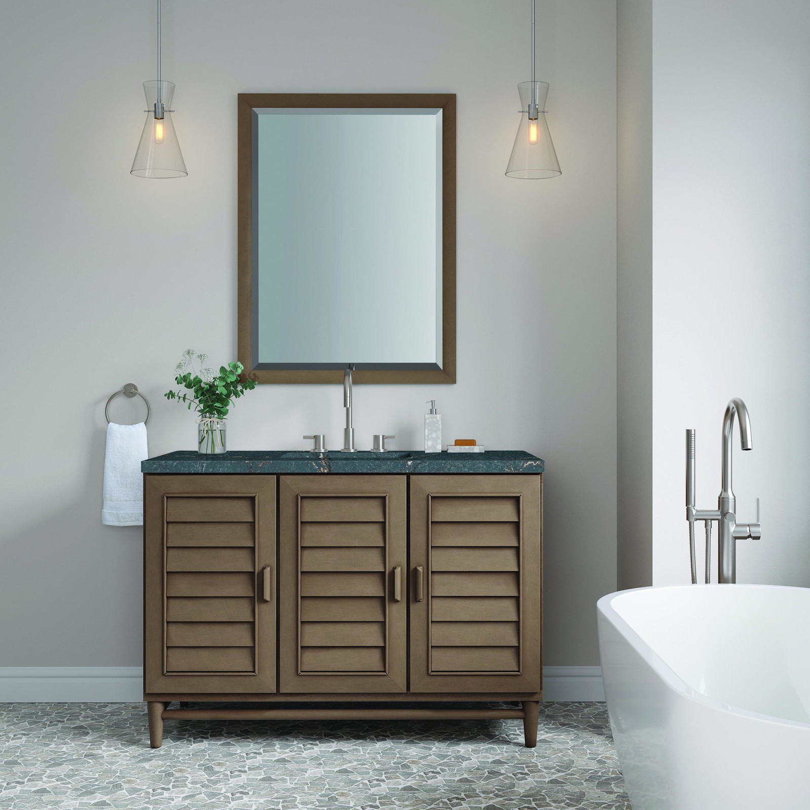 James Martin Vanities 620-V48-3PBL Portland 48″ Single Basin Wood – Wood