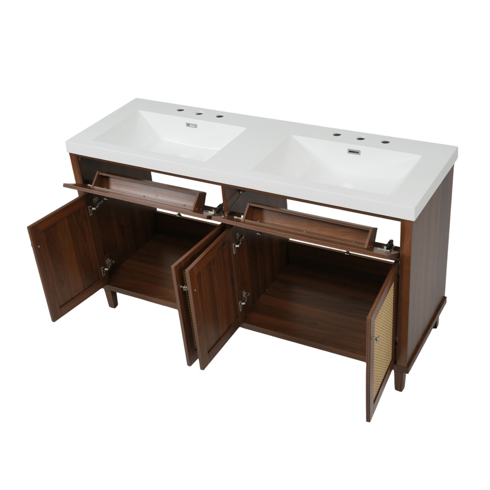 60 Inch Bathroom Vanity with Double Sink,Large Storage Space with 2 Tip-Out Tray