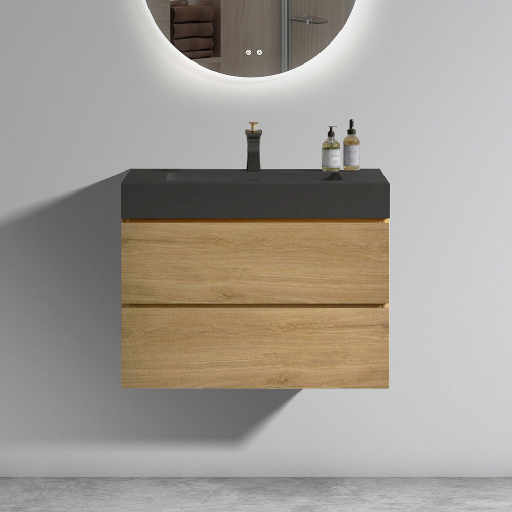 24″ 30″ 36″ Wall Mounted Bathroom Vanity with Sink, Floating Cabinet, 2 Drawers