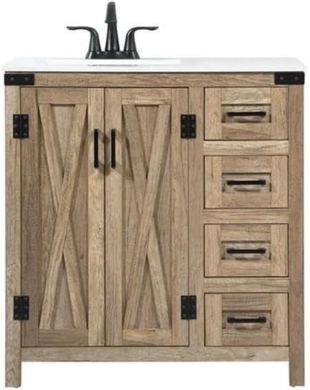 Elegant Kitchen and Bath 32 inch Single Bathroom Vanity in Natural Oak