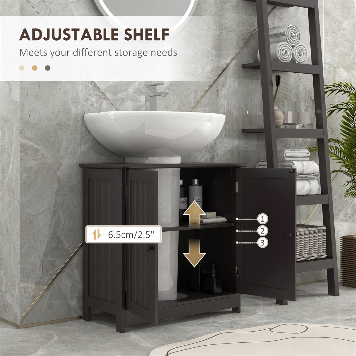 Pedestal Sink Storage Cabinet 23.5″ L x 11.75″ W x 23.5″ H Coffee
