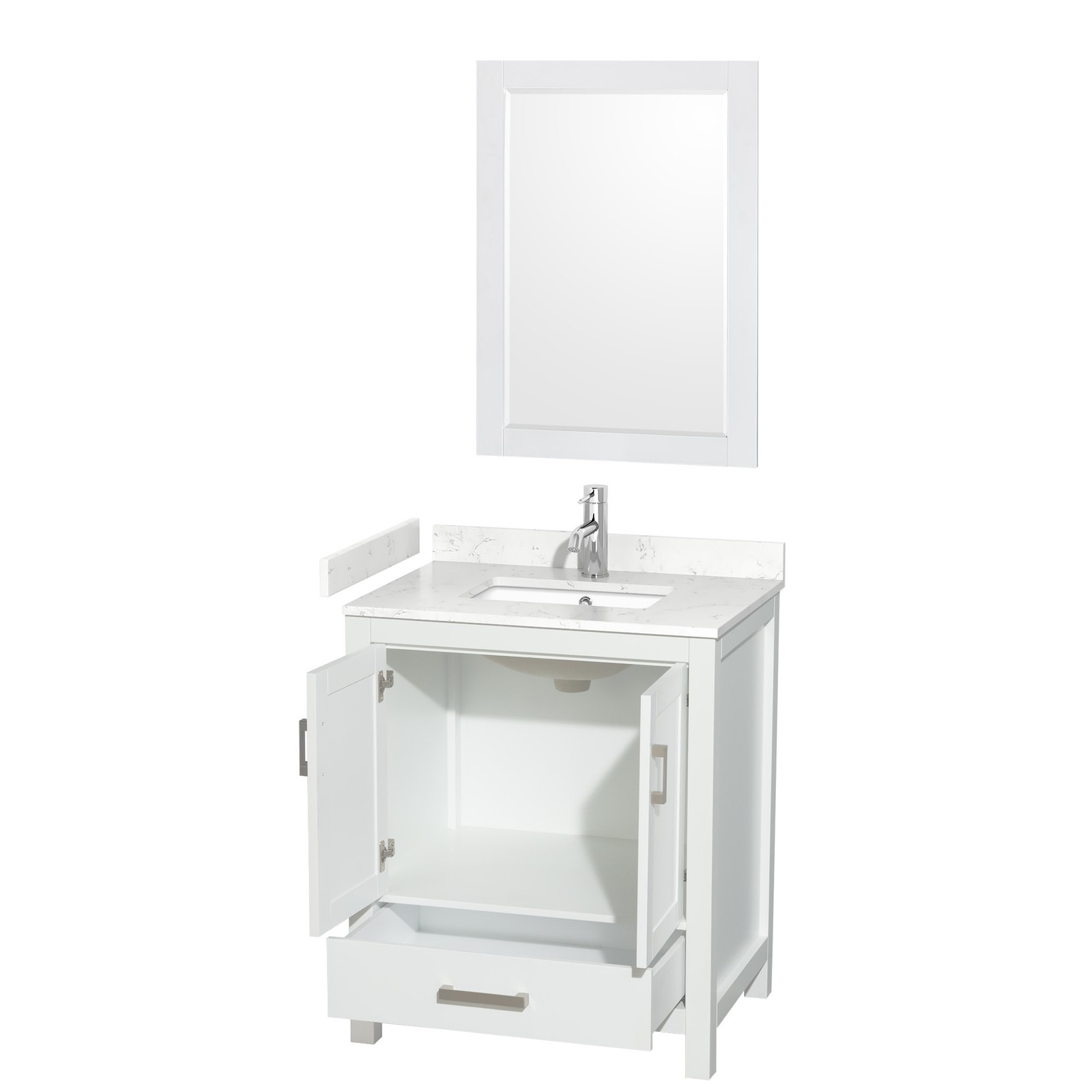 Wyndham Collection WCS141430S-VCA-M24 Sheffield 30″ – White / Carrara Cultured