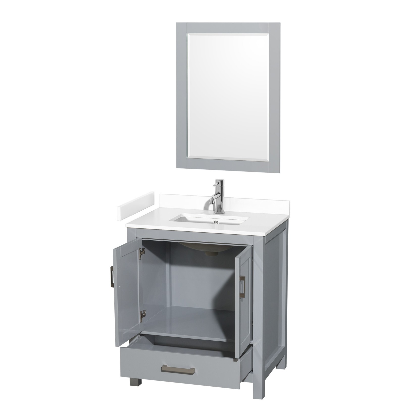 Wyndham Collection WCS141430S-VCA-M24 Sheffield 30″ – White / Carrara Cultured