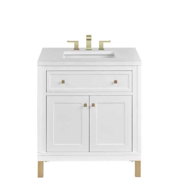 30″ James Martin Chicago 503-V30-GW-3WZ Vanity Cabinet White Zeus Silestone® Top