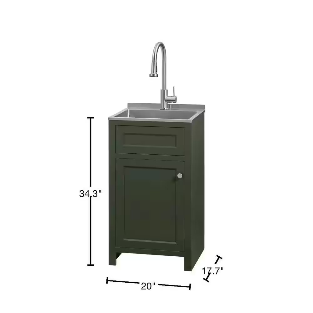 20 In. W Drop-In Laundry Sink with Faucet and Ready to Assemble Cabinet with CLI