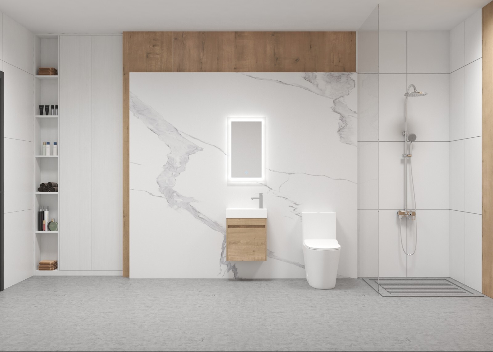 18” Floating Wall-Mounted Bathroom Vanity with White Resin Sink & Soft-Close