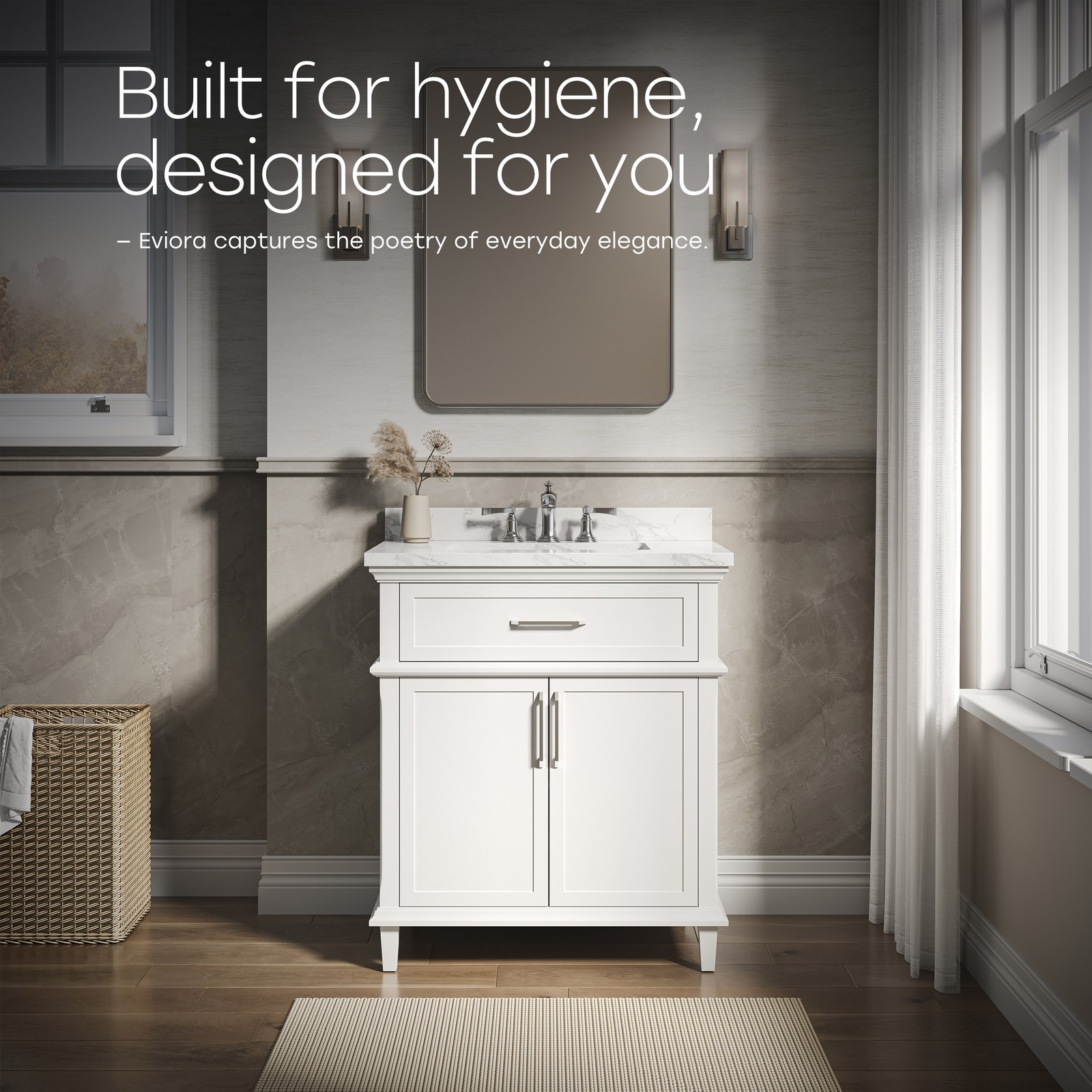 HOROW 30” Bathroom Vanity with Undermount Basin Freestanding Storage Cabinet