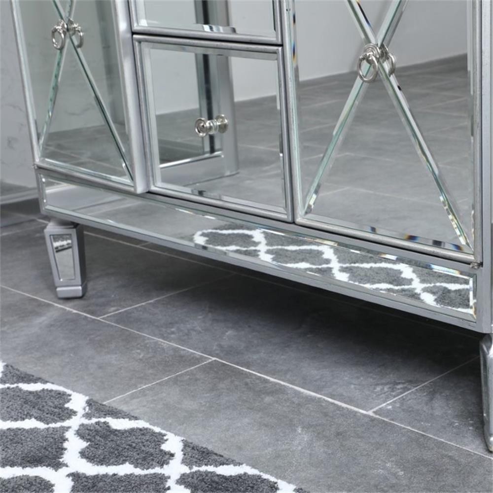 Elegant Decor Camille 42″ Single Marble Top Mirrored Bathroom Vanity in Silver