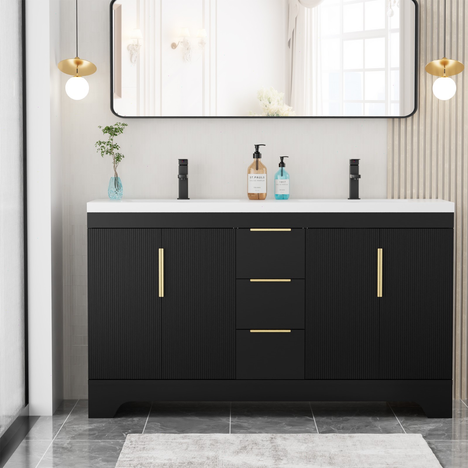 48″/60” Bathroom Vanity With Resin Sink Top