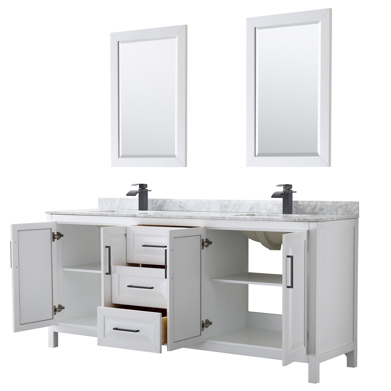 Wyndham Collection WCV252580DUNSM24 Daria 80″ – Dark Gray / White Carrara Marble