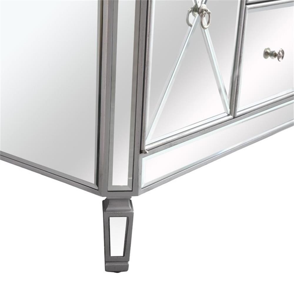 Elegant Decor Camille 42″ Single Marble Top Mirrored Bathroom Vanity in Silver