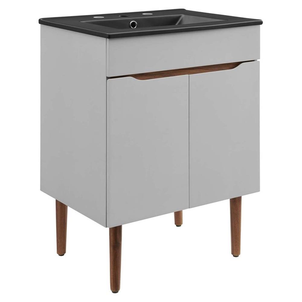 Modway Harvest 24″ Modern Wood/Ceramic Bathroom Vanity in Gray