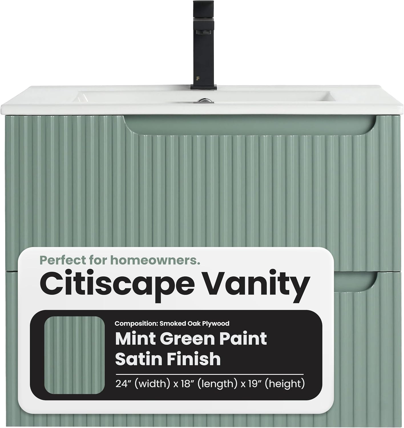 Elegant Mint Green 24″ Bathroom Vanity with Sink – Modern Design