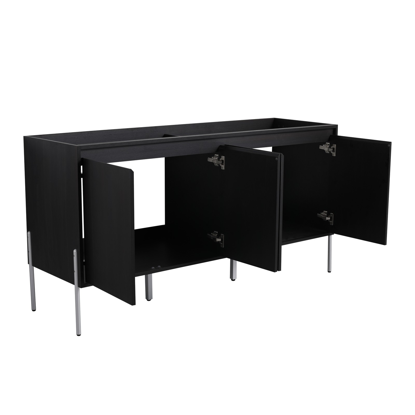 60 Inch Freestanding Bathroom Vanity Storage Cabinet Dark Oak Modern