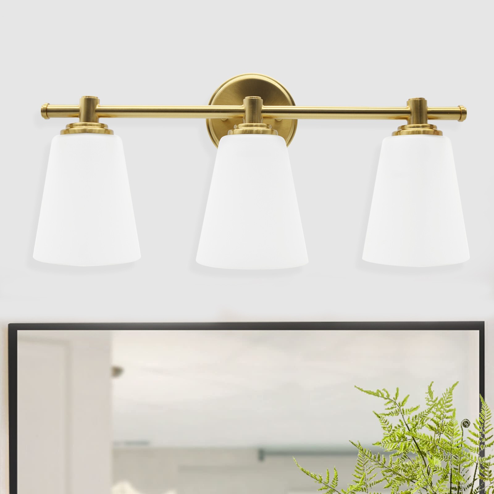 Lucere modern Vanity Wall Sconce LED 3-Light Bathroom Opal Glass shade fixtures