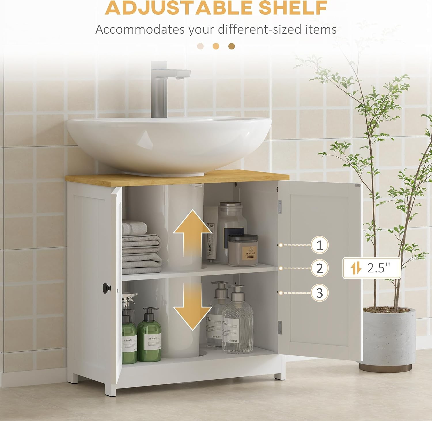 Modern Bathroom Under Sink Cabinet, Bathroom Vanity for Wall Mount Sink, Storage